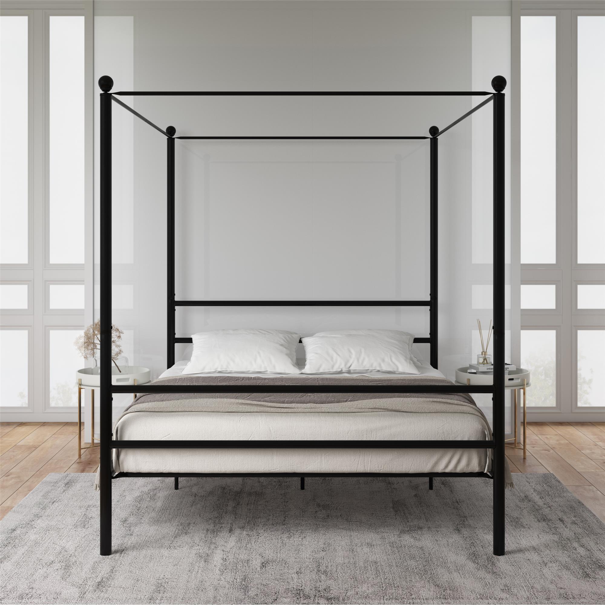 Mainstays Metal Canopy Bed Queen  Black - Black - Queen