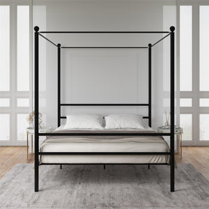 Mainstays Metal Canopy Bed Queen  Black - Black - Queen