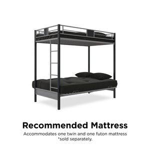 DHP Silver Screen Futon Bunk Bed - Silver - Twin-Over-Futon