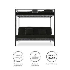 DHP Silver Screen Futon Bunk Bed - Silver - Twin-Over-Futon