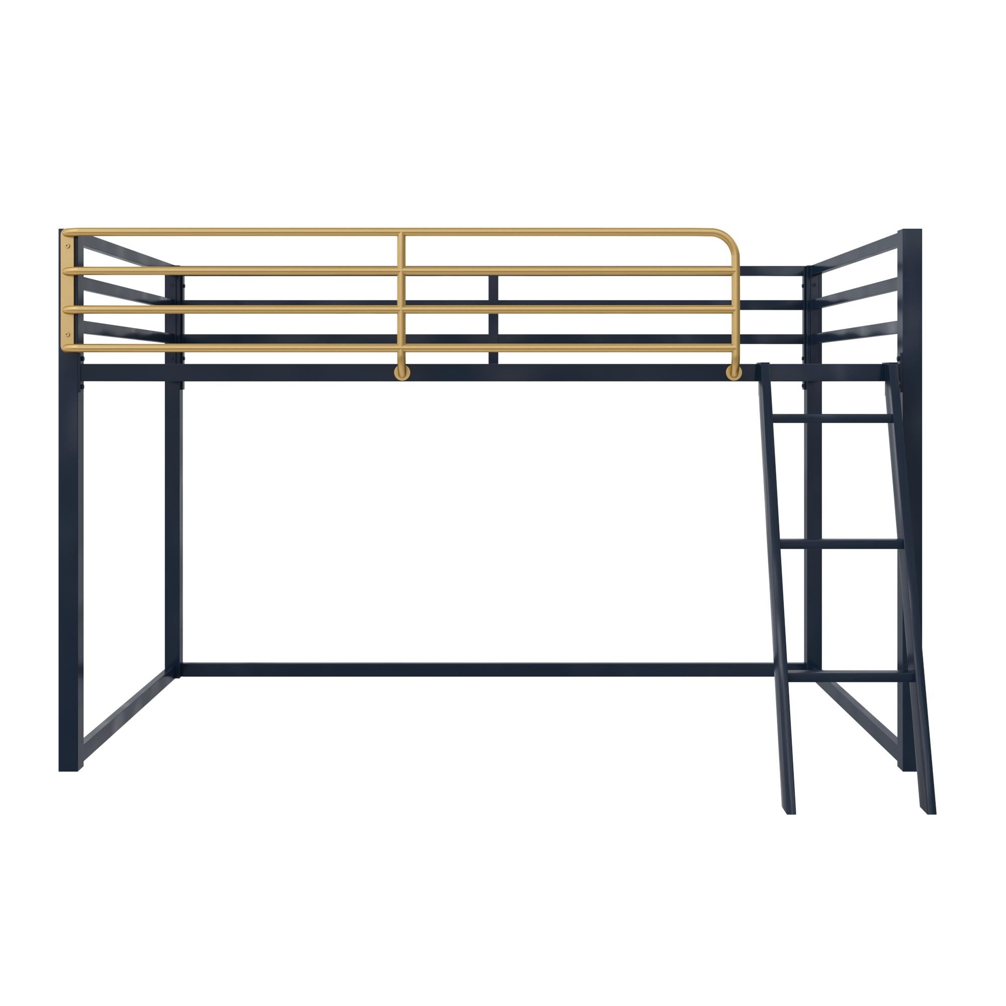 Little Seeds Monarch Hill Haven Twin Size Metal Junior Loft Bed, Navy - Navy - Twin
