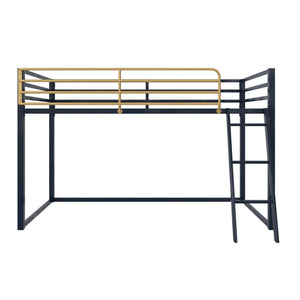 Little Seeds Monarch Hill Haven Twin Size Metal Junior Loft Bed, Navy - Navy - Twin