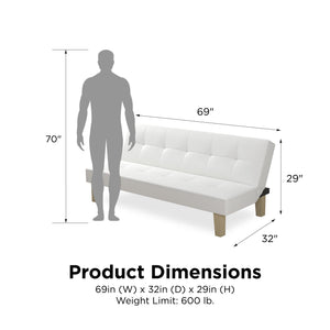 DHP Aria Futon Sofa Bed - White