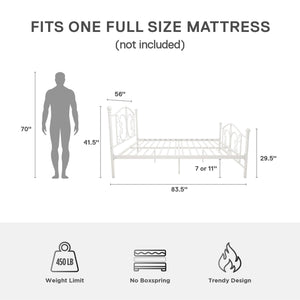 DHP Bombay Metal Bed Frame - White - Full