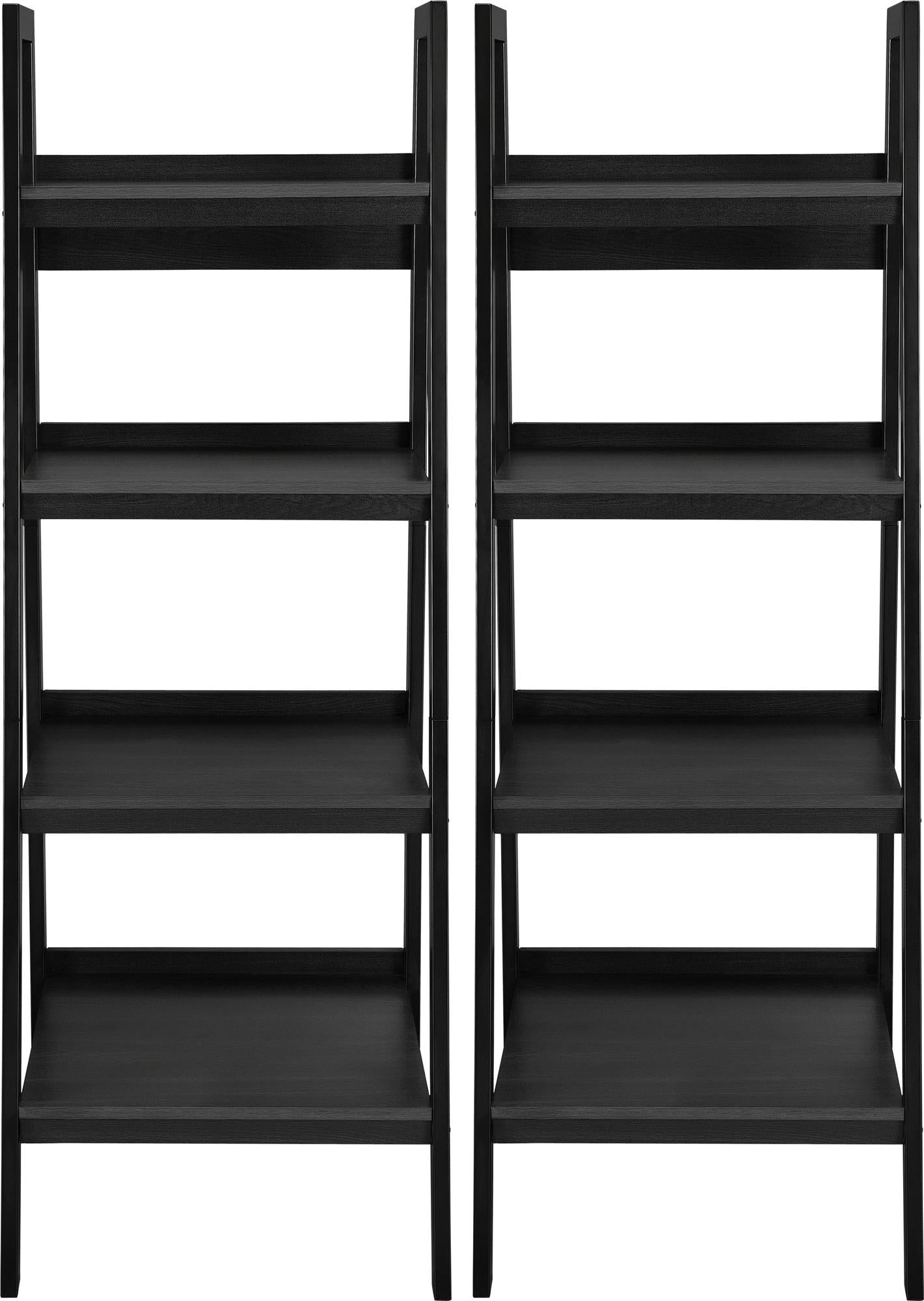 Ameriwood Home Lawrence Tall 4 Shelf Ladder Bookcase Bundle - Black