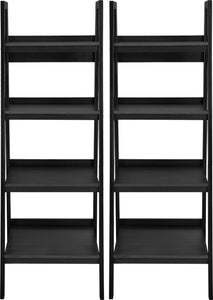 Ameriwood Home Lawrence Tall 4 Shelf Ladder Bookcase Bundle - Black