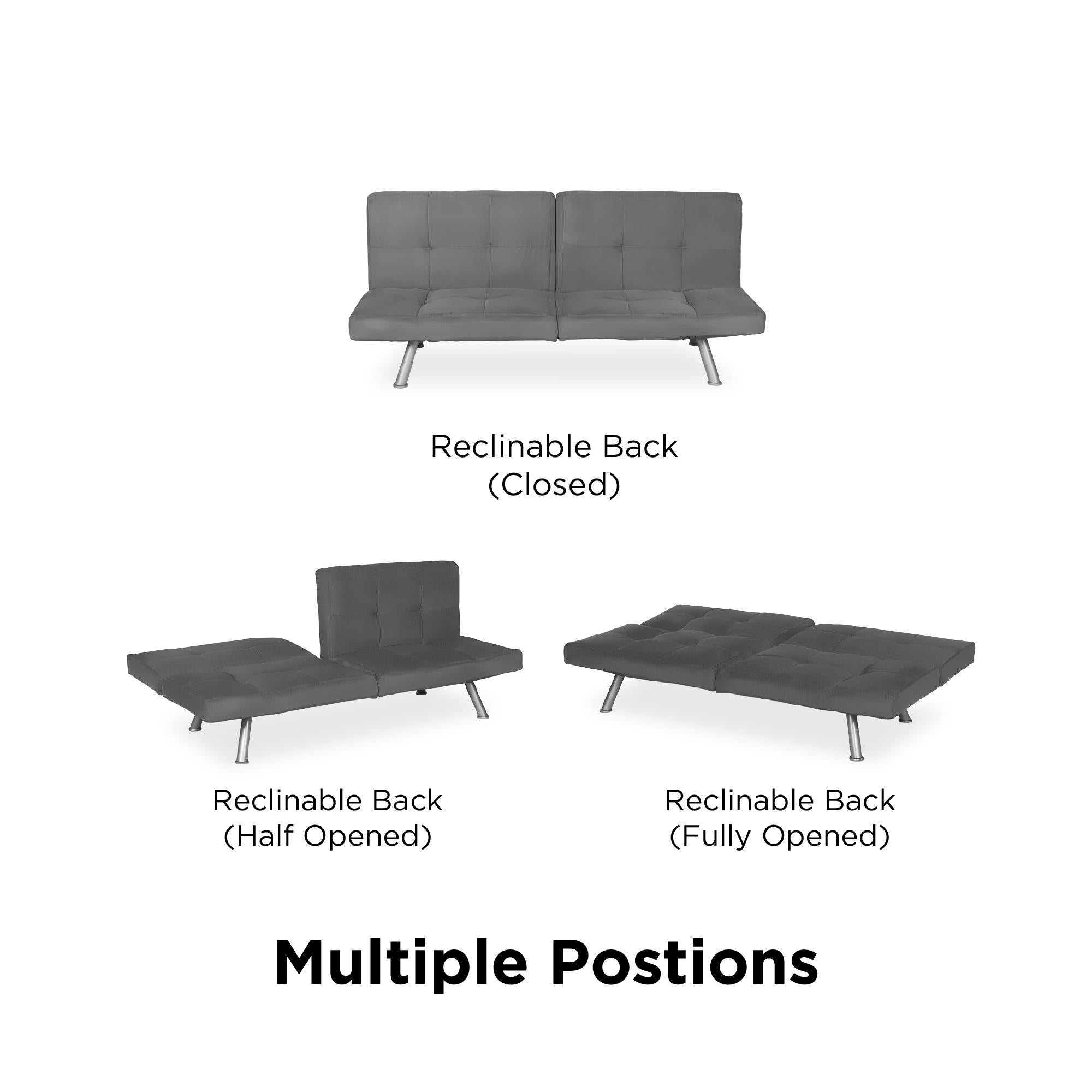 DHP Contempo Futon Sofa Bed - Gray