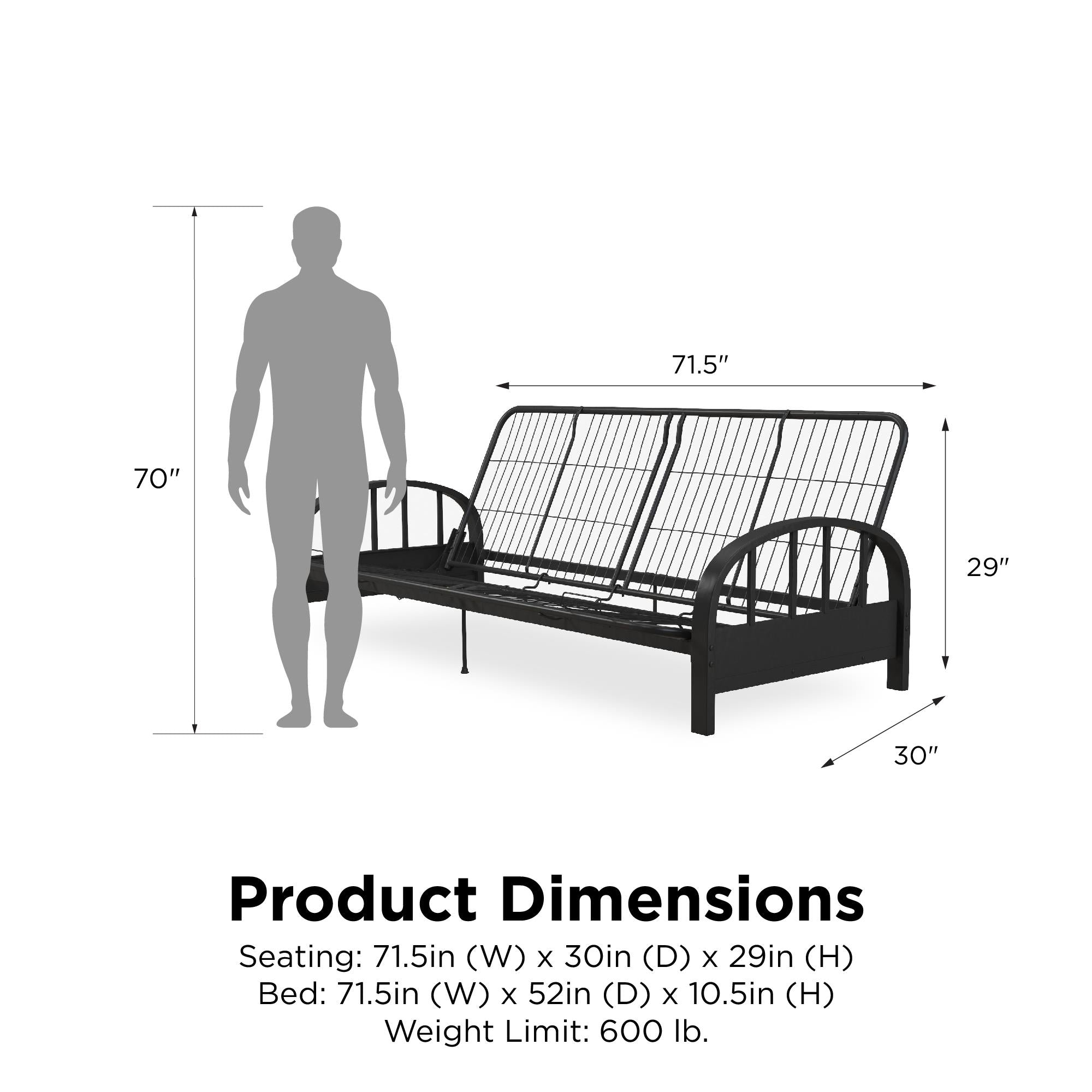DHP Aiden Metal Futon Frame - Black