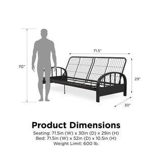DHP Aiden Metal Futon Frame - Black