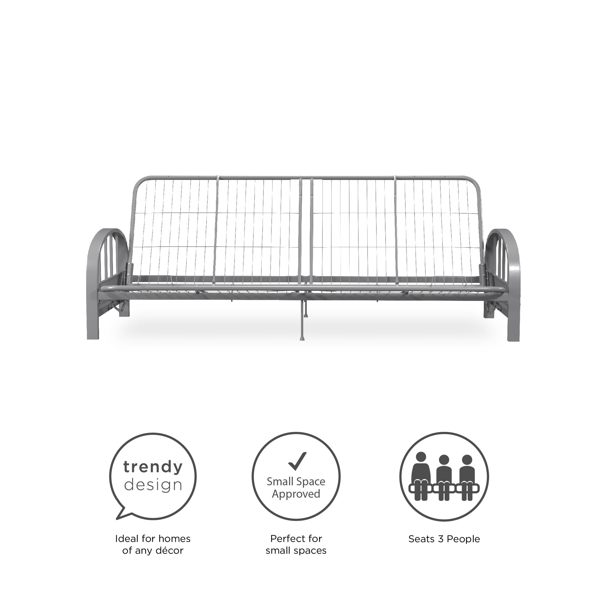 DHP Aiden Metal Futon Frame - Silver