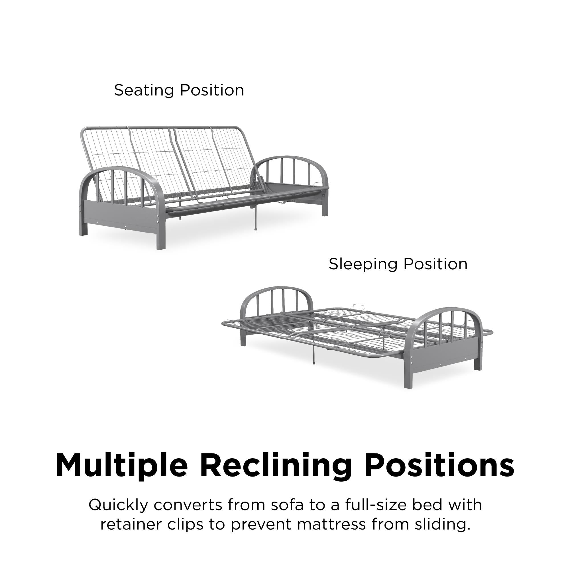 DHP Aiden Metal Futon Frame - Silver