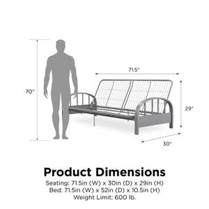 DHP Aiden Metal Futon Frame - Silver