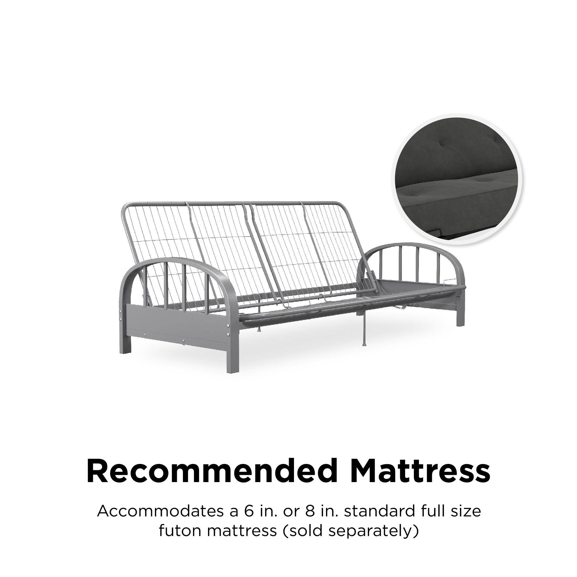 DHP Aiden Metal Futon Frame - Silver