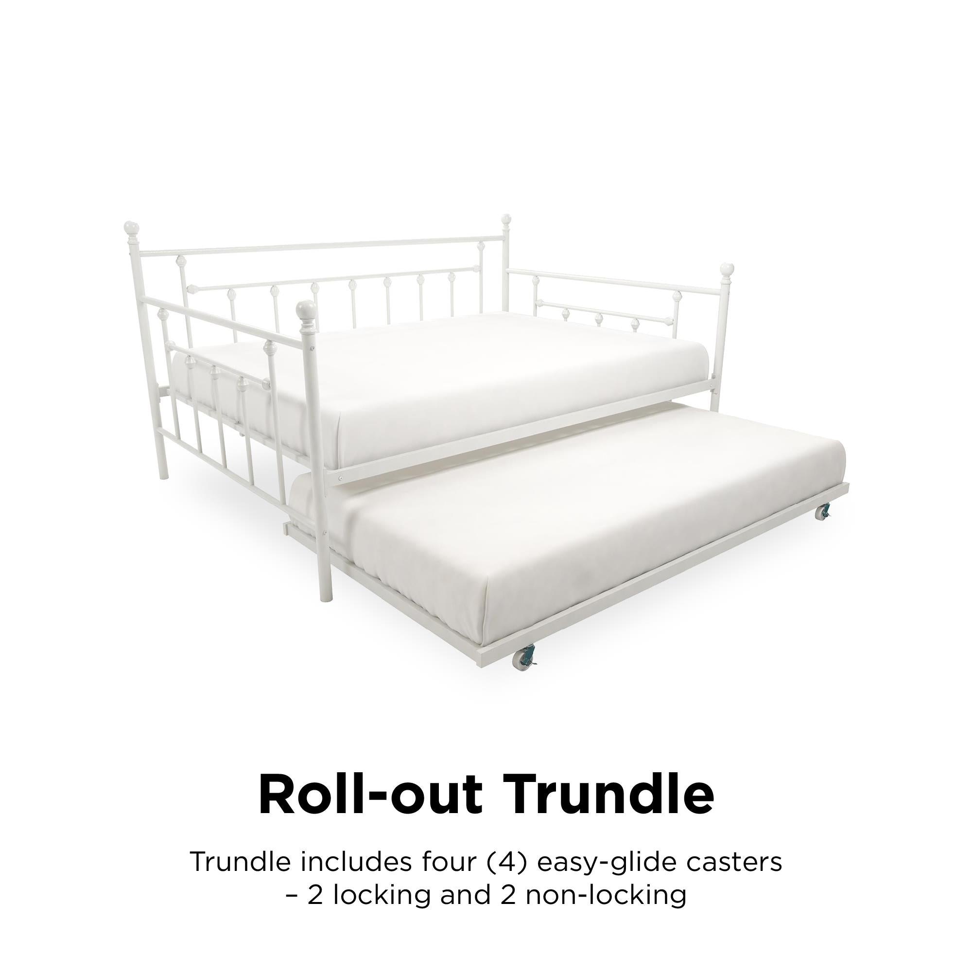 DHP Manila Metal Daybed with Trundle - White - Full