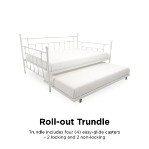 DHP Manila Metal Daybed with Trundle - White - Full
