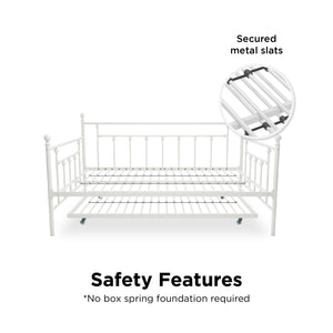DHP Manila Metal Daybed with Trundle - White - Full