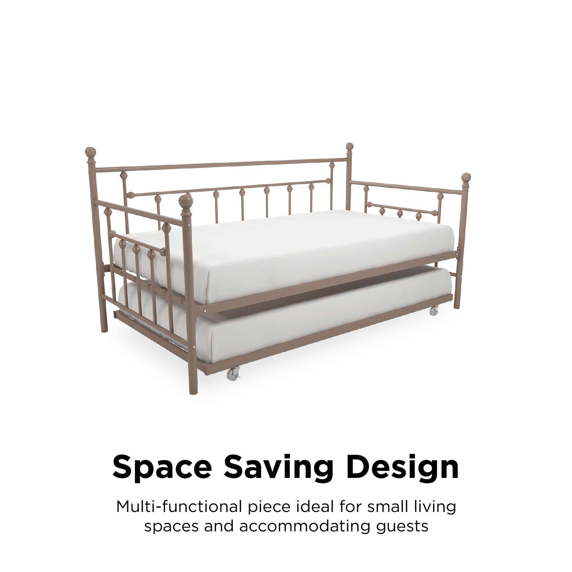 DHP Manila Metal Daybed with Trundle - Millennial Pink - Twin