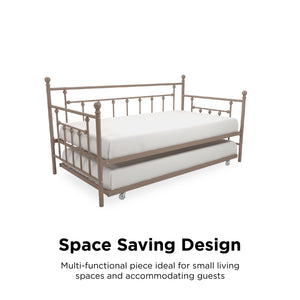 DHP Manila Metal Daybed with Trundle - Millennial Pink - Twin