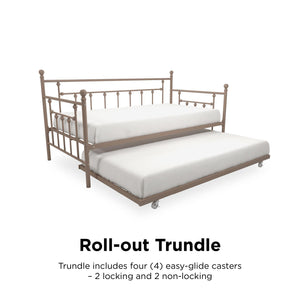 DHP Manila Metal Daybed with Trundle - Millennial Pink - Twin