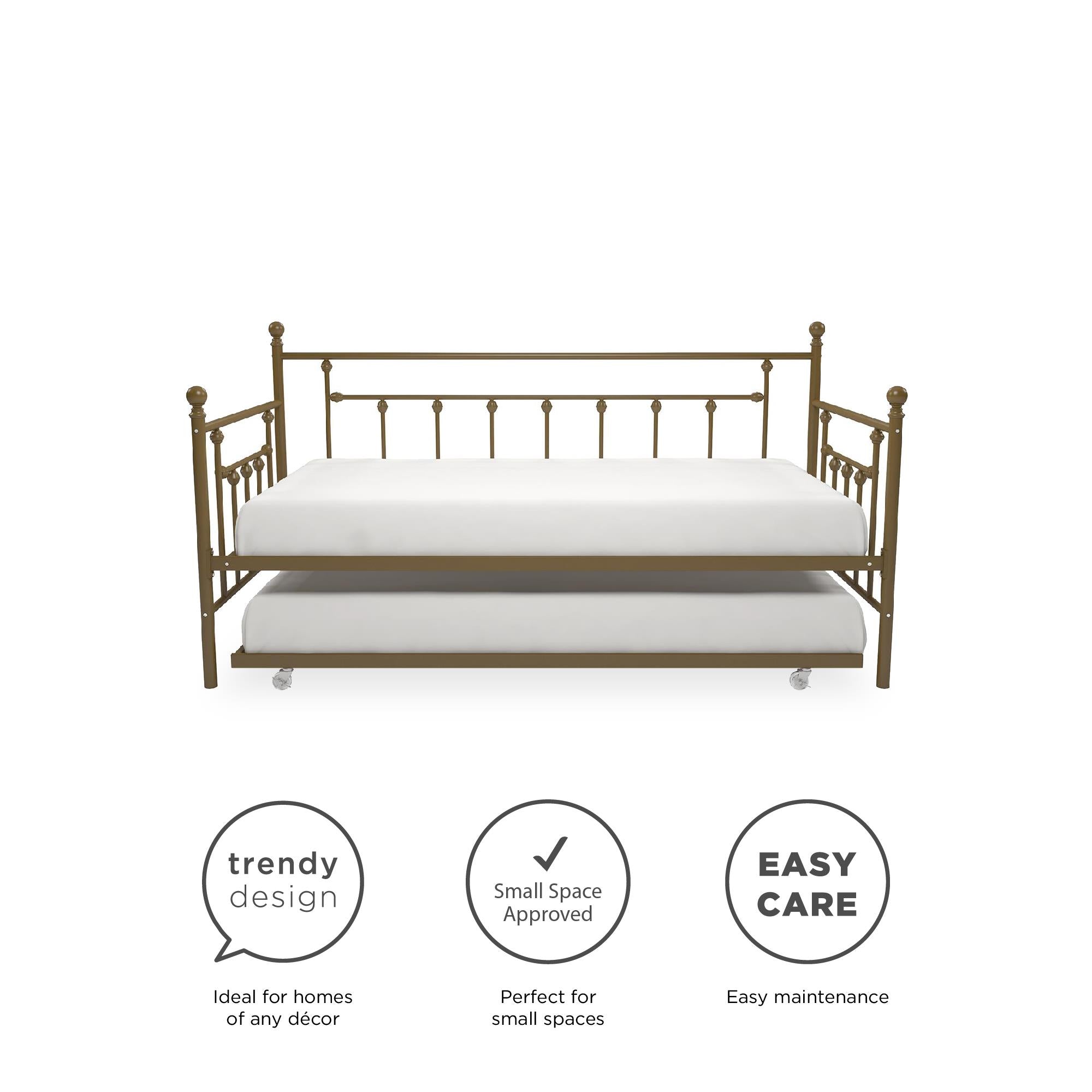 DHP Manila Metal Daybed with Trundle - Gold - Twin