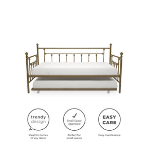 DHP Manila Metal Daybed with Trundle - Gold - Twin