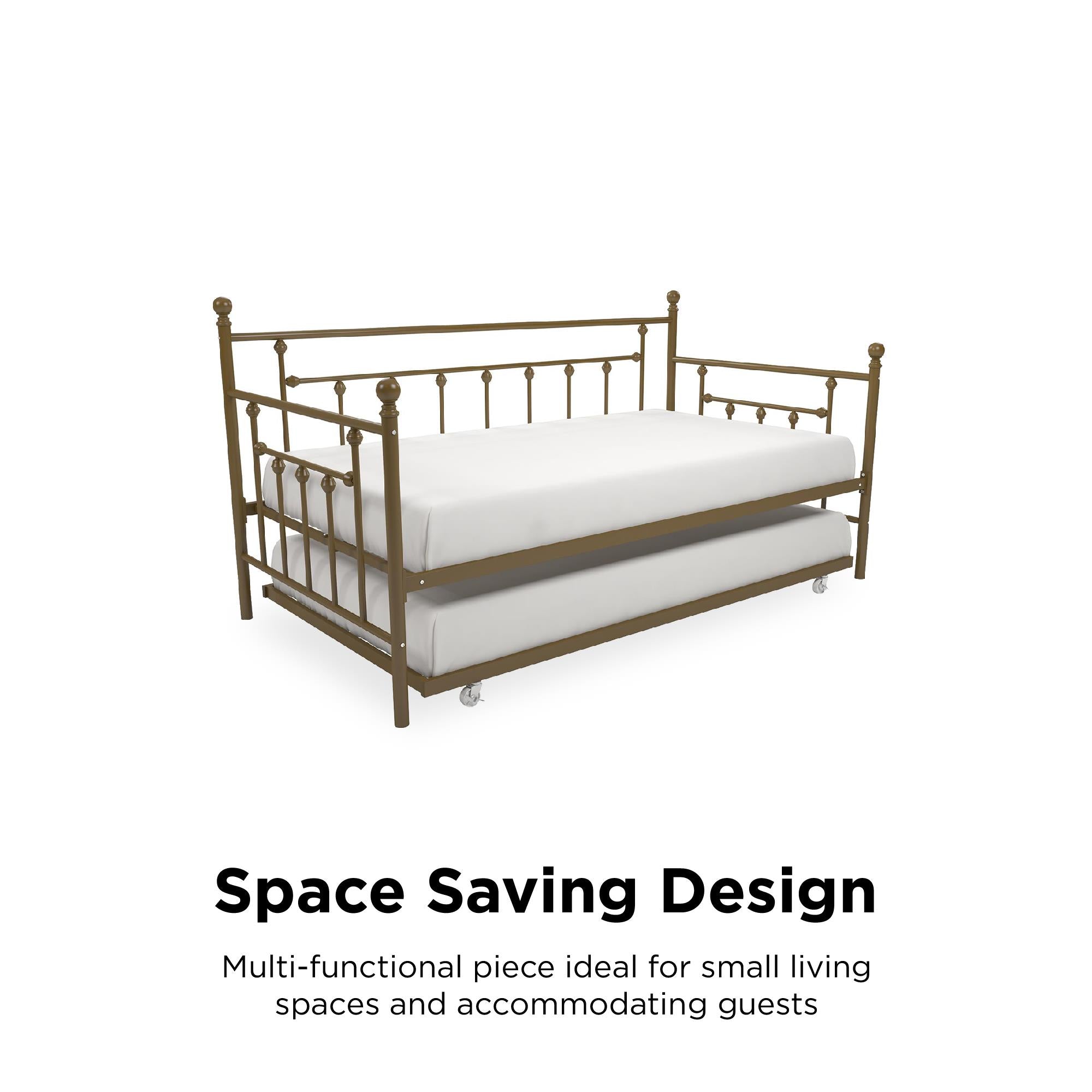 DHP Manila Metal Daybed with Trundle - Gold - Twin