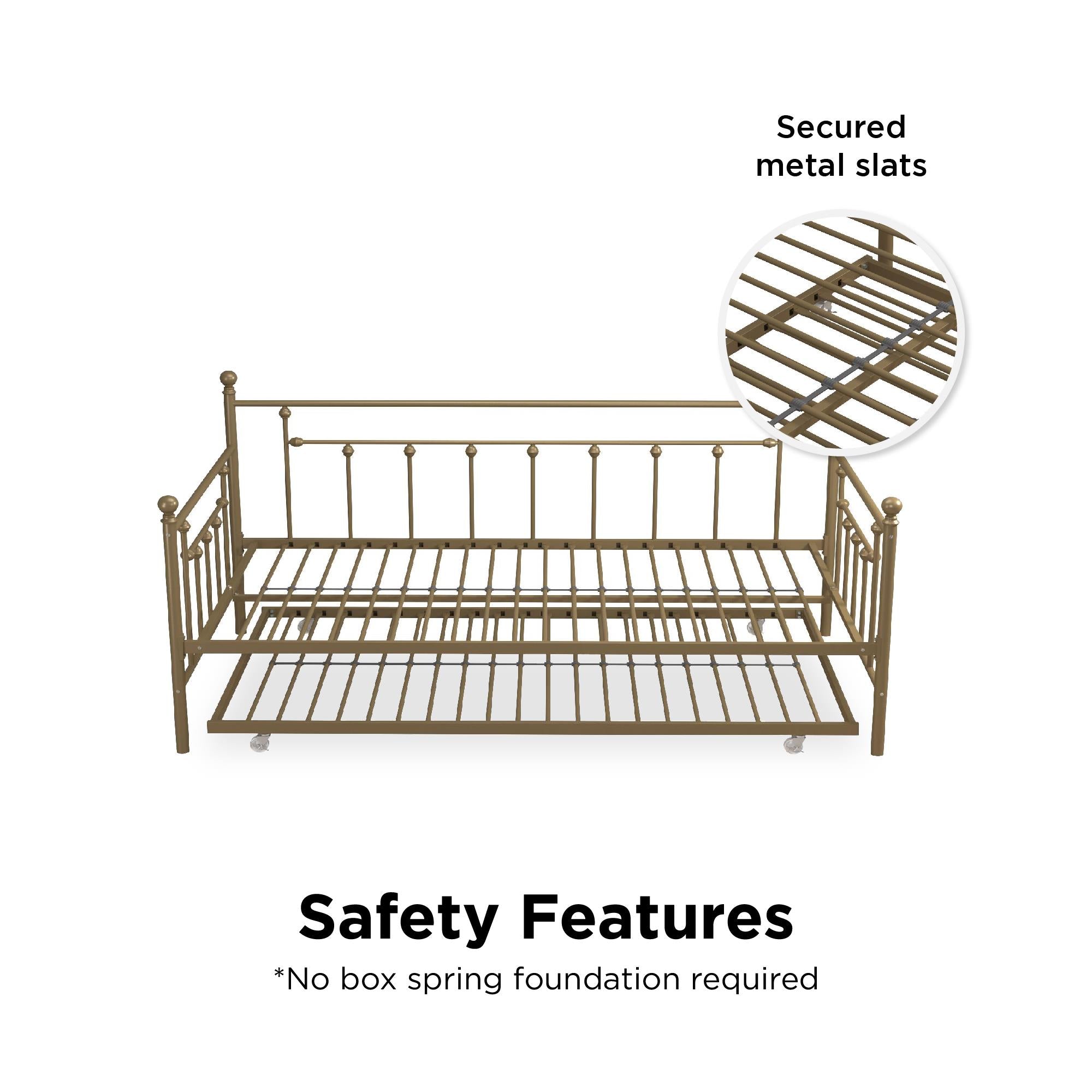 DHP Manila Metal Daybed with Trundle - Gold - Twin