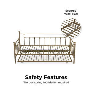 DHP Manila Metal Daybed with Trundle - Gold - Twin