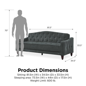 Novogratz Vintage Tufted Sofa Sleeper II - Dark Gray