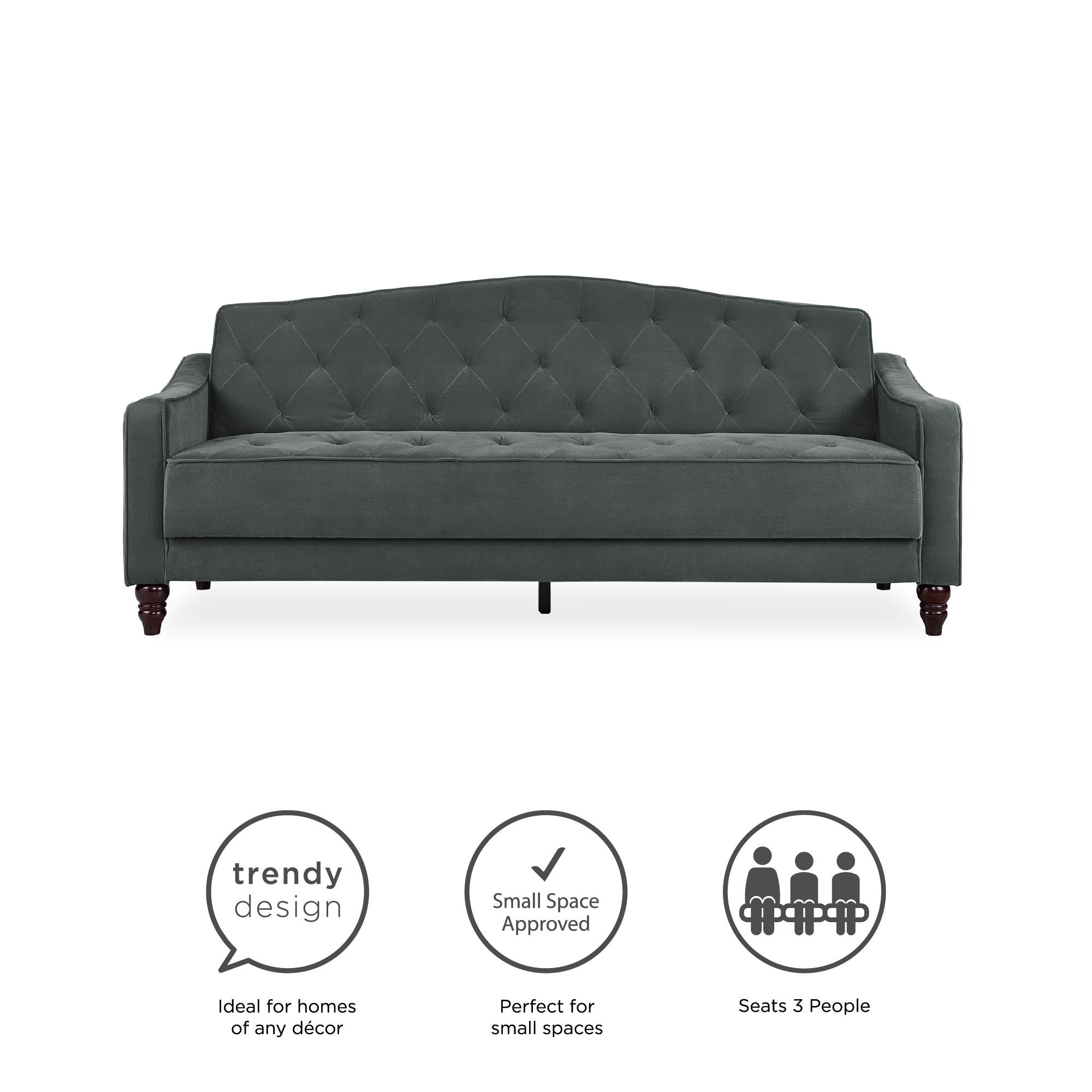 Novogratz Vintage Tufted Sofa Sleeper II - Dark Gray