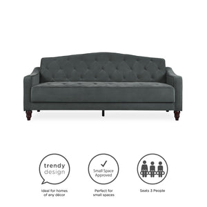 Novogratz Vintage Tufted Sofa Sleeper II - Dark Gray