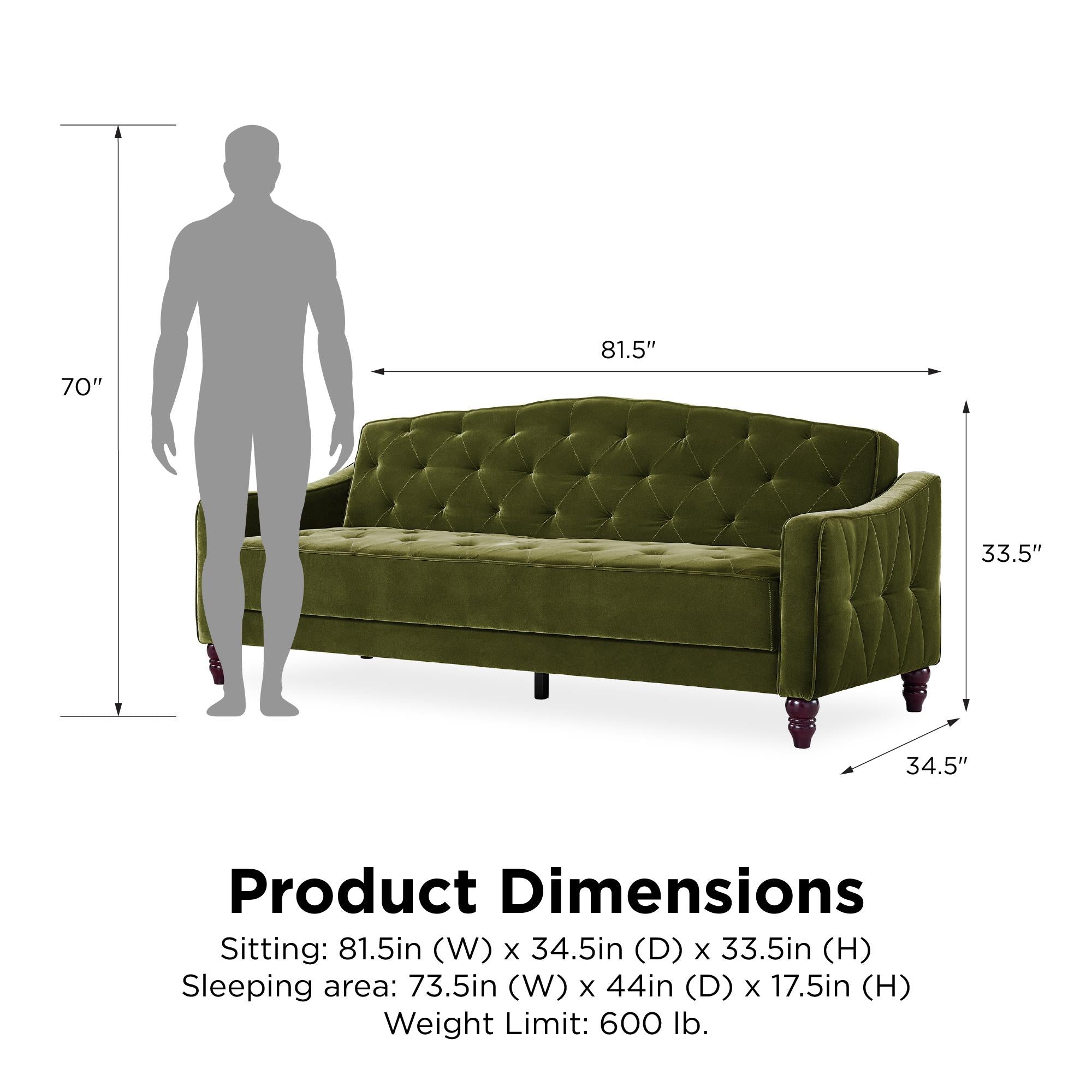 Novogratz Vintage Tufted Sofa Sleeper II - Green