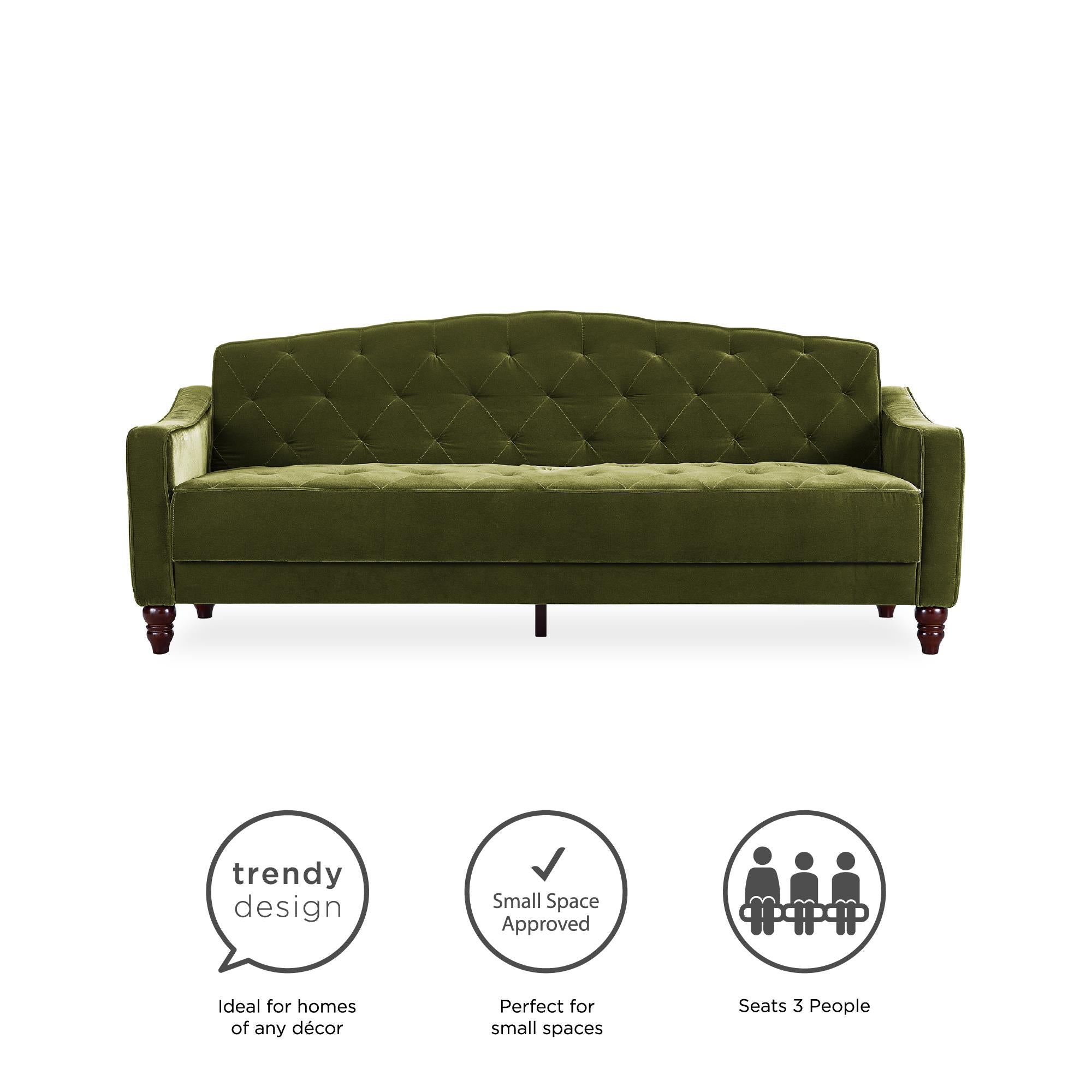 Novogratz Vintage Tufted Sofa Sleeper II - Green
