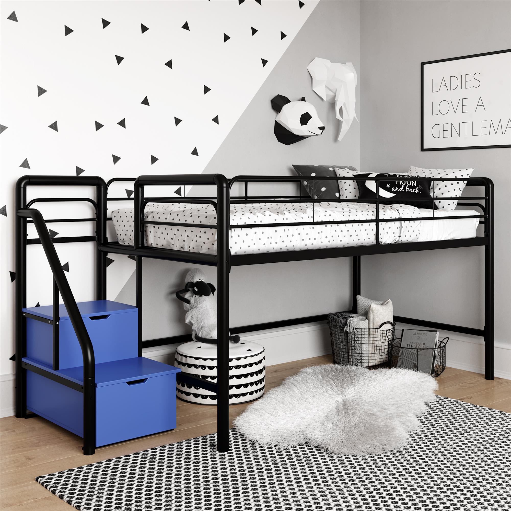 DHP Sol Kids' Low Loft Bed with Storage Steps - Black - Twin