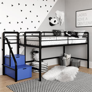 DHP Sol Kids' Low Loft Bed with Storage Steps - Black - Twin