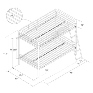 DHP Dusty Kids' Bunk Bed - Silver - Twin-Over-Twin