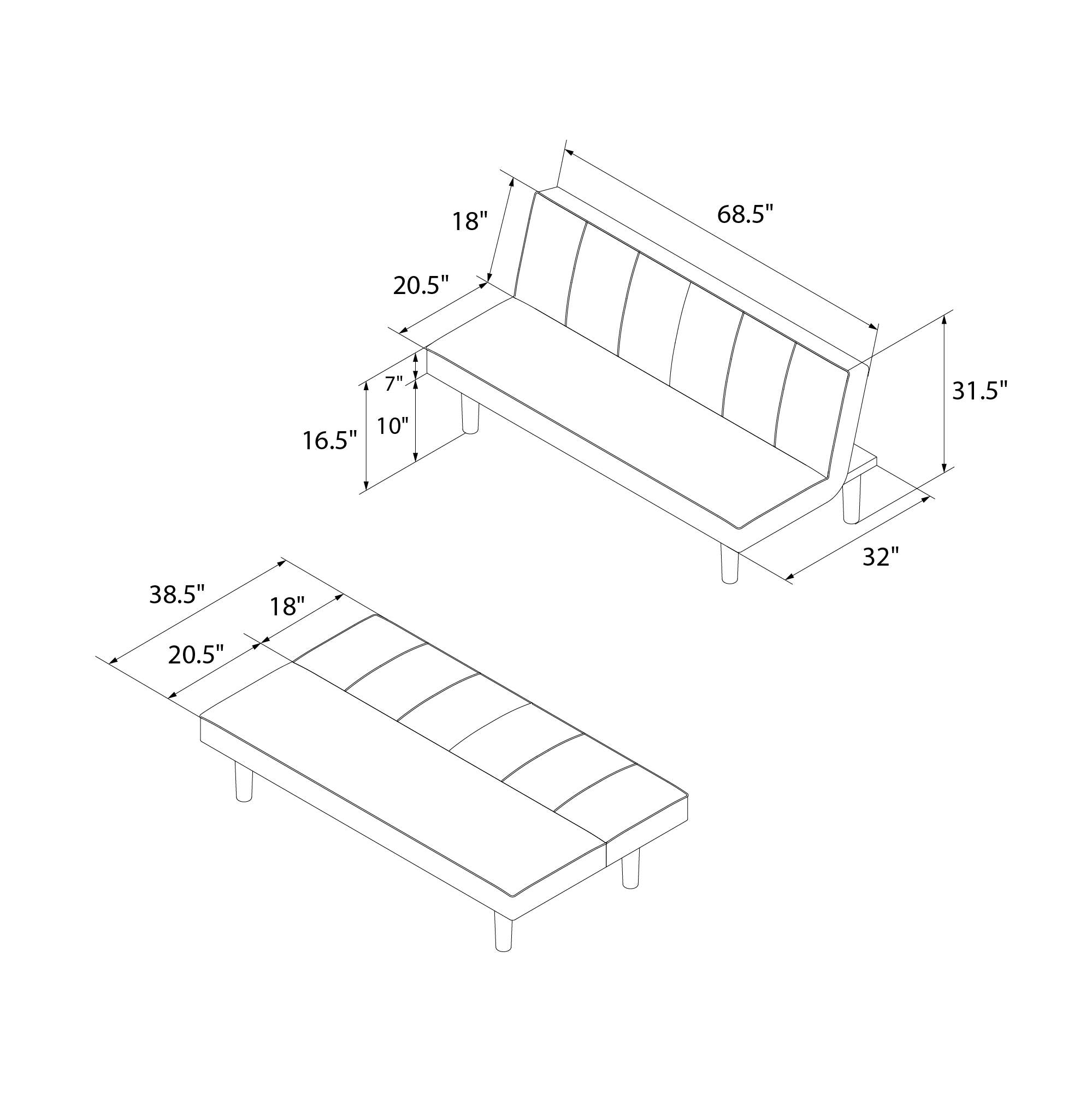 DHP Java Futon Sofa Bed - Black