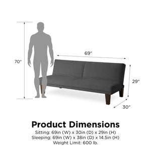 DHP Dillon Futon Sofa Bed - Gray