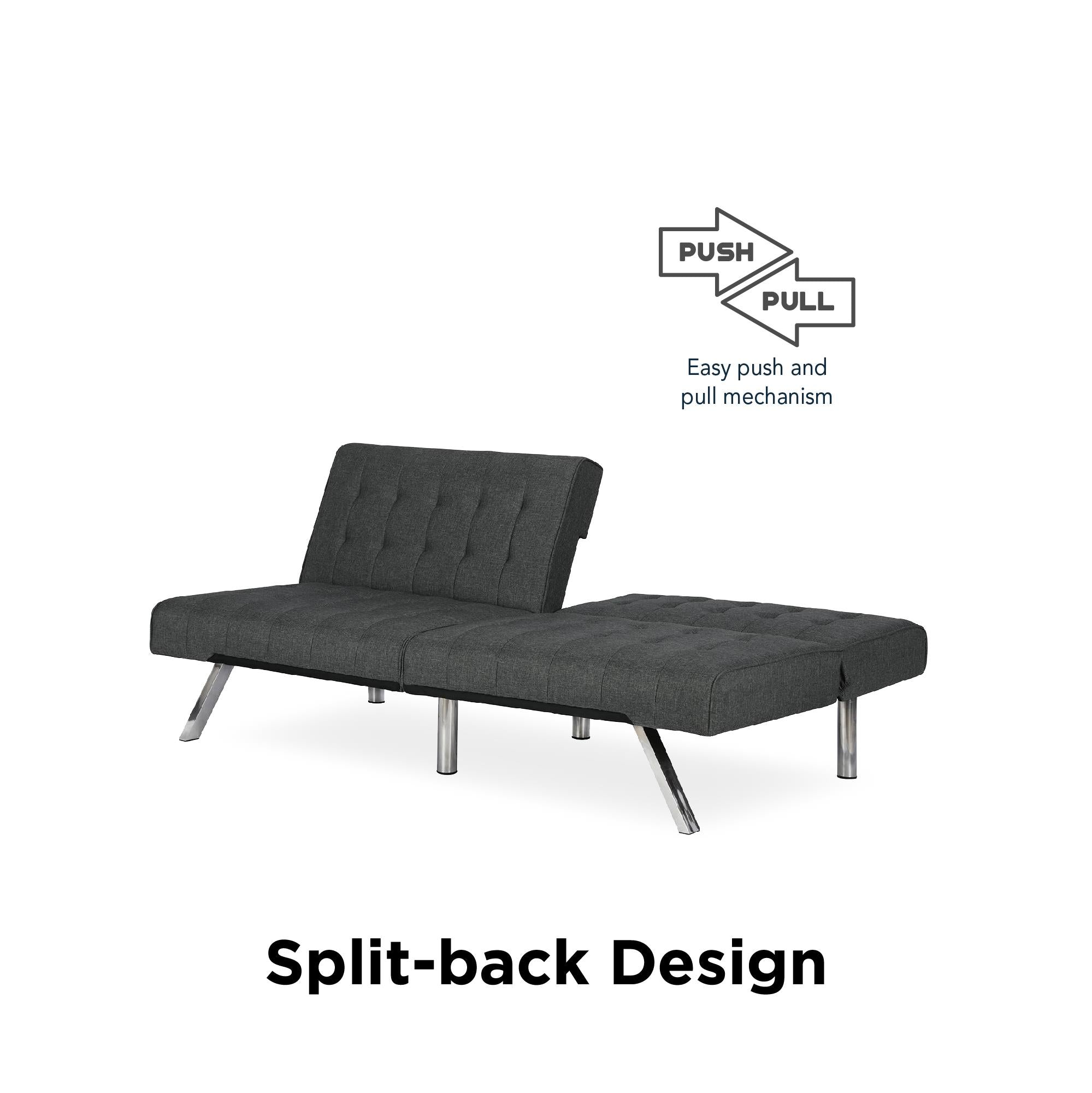 DHP Emily Armless Futon Sofa Bed - Dark Gray