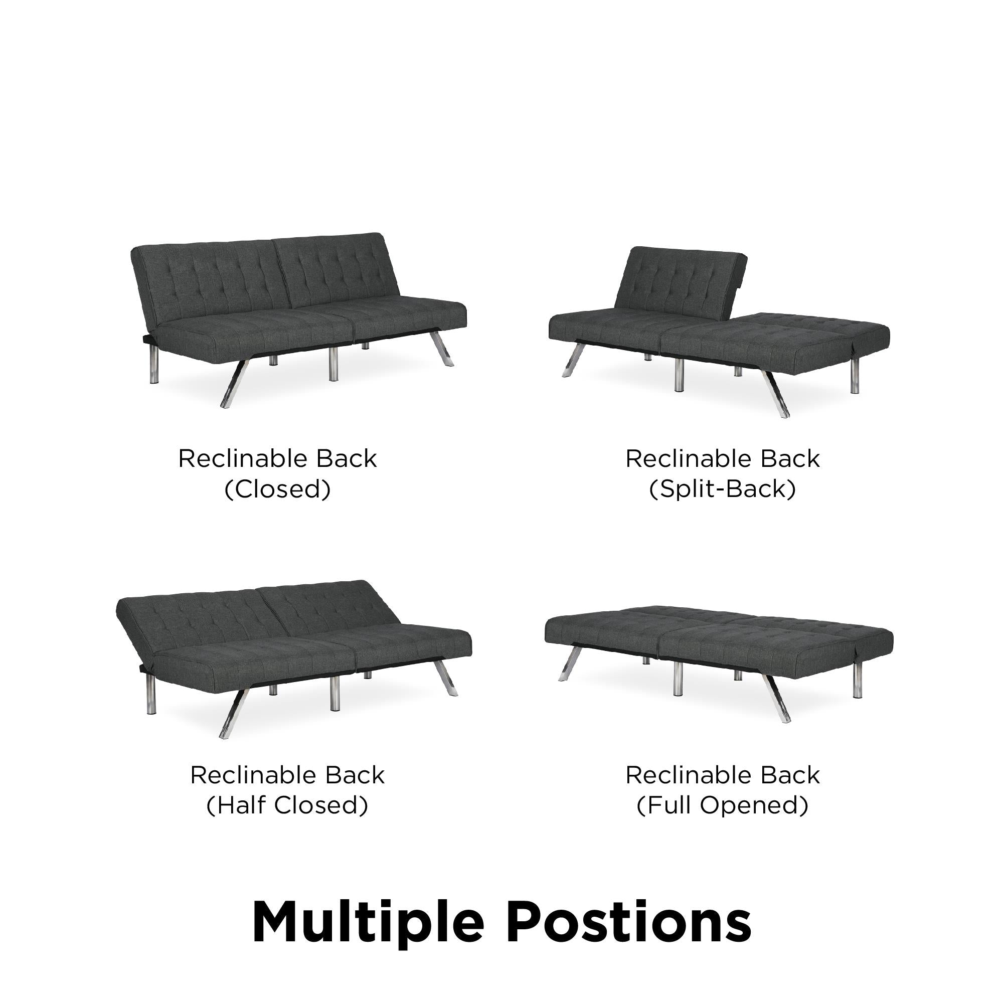 DHP Emily Armless Futon Sofa Bed - Dark Gray