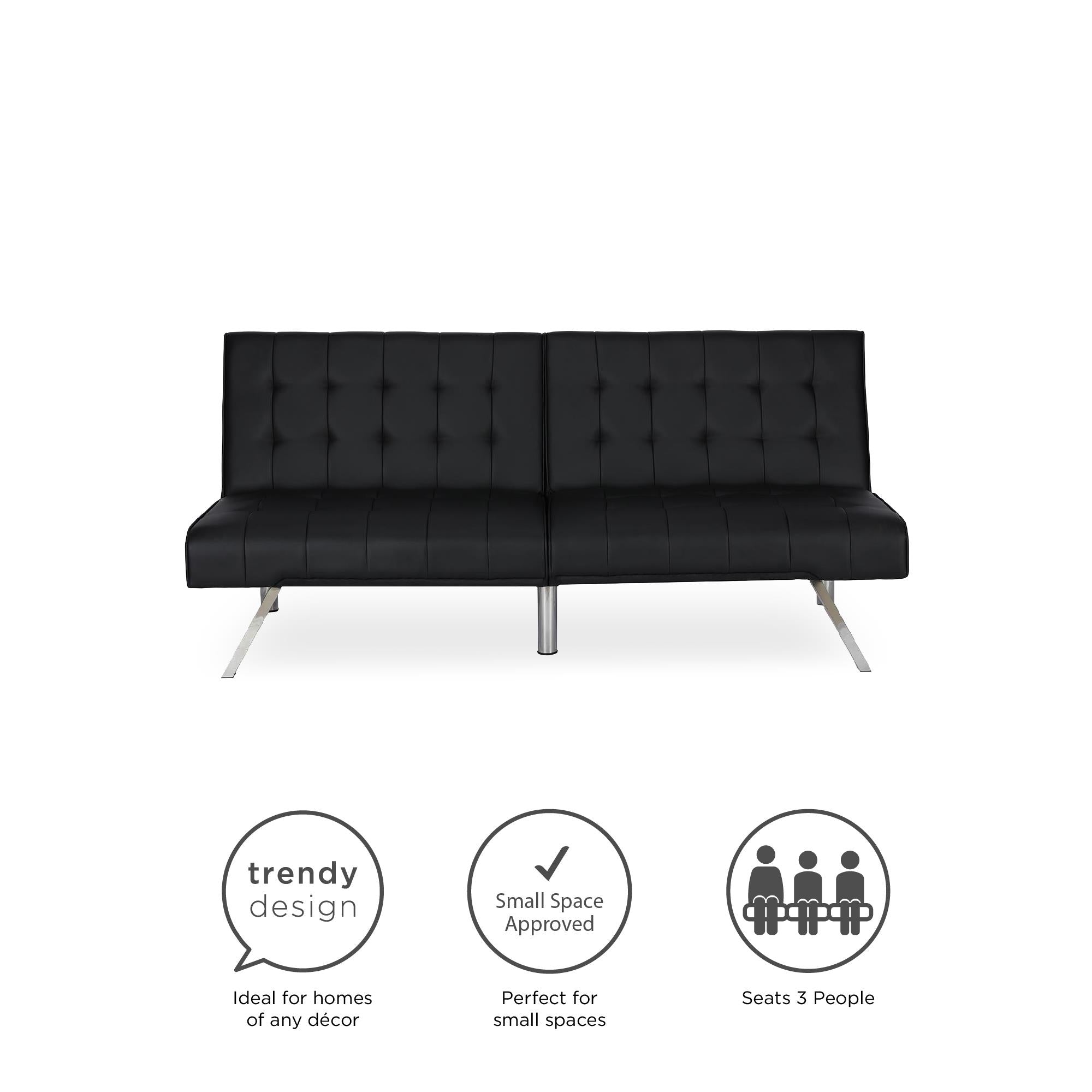 DHP Emily Armless Futon Sofa Bed - Black