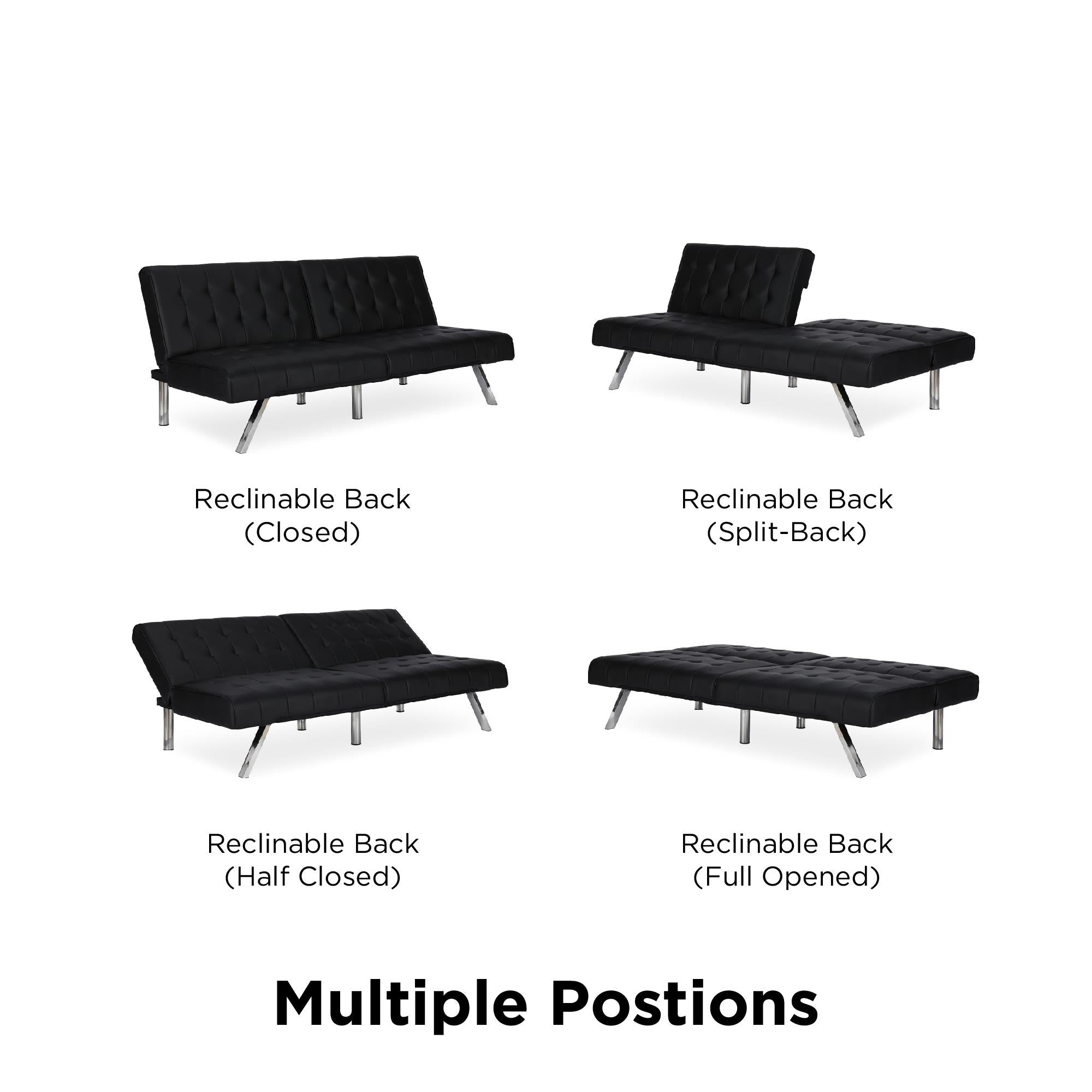 DHP Emily Armless Futon Sofa Bed - Black