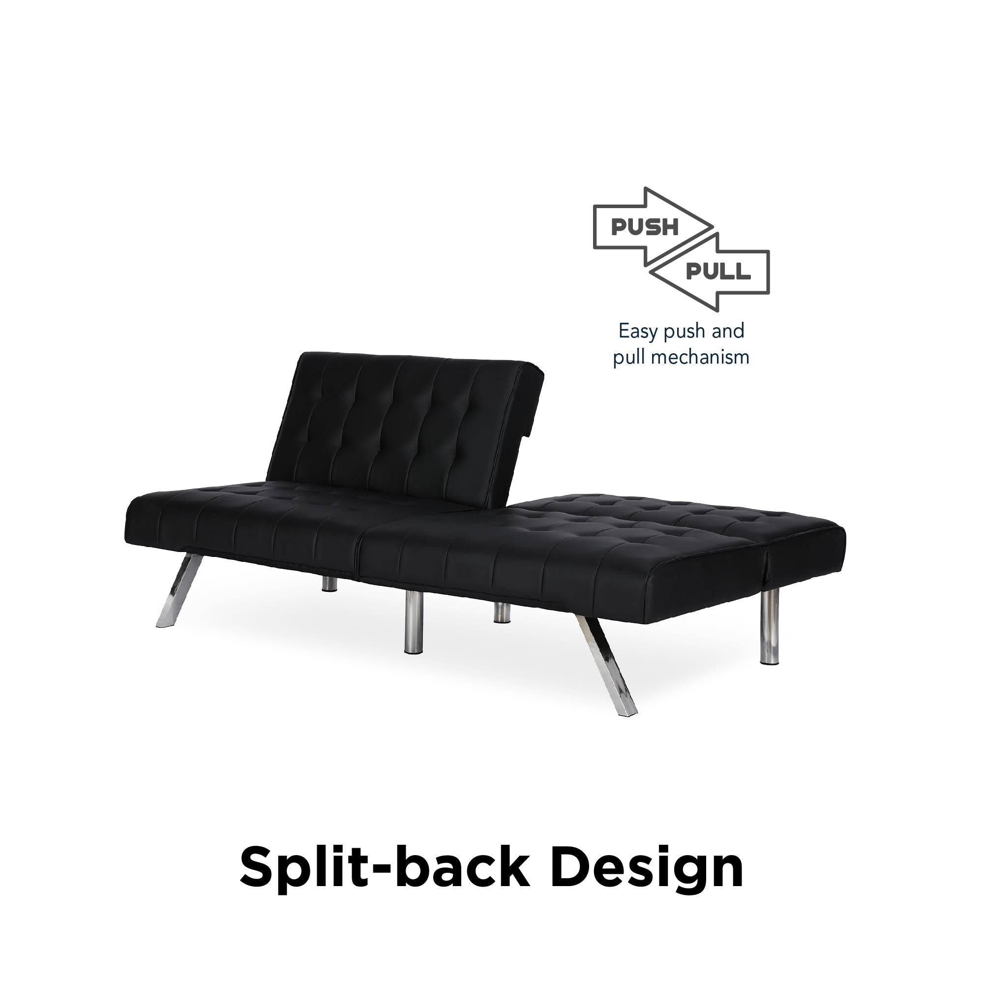 DHP Emily Armless Futon Sofa Bed - Black