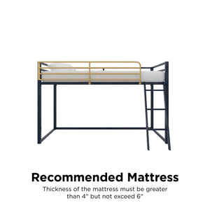 Little Seeds Monarch Hill Haven Twin Size Metal Junior Loft Bed, Navy - Navy - Twin
