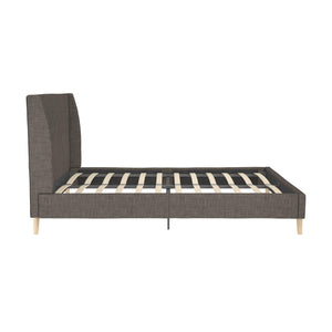Novogratz Her Majesty Upholstered Bed - Grey Linen - Queen