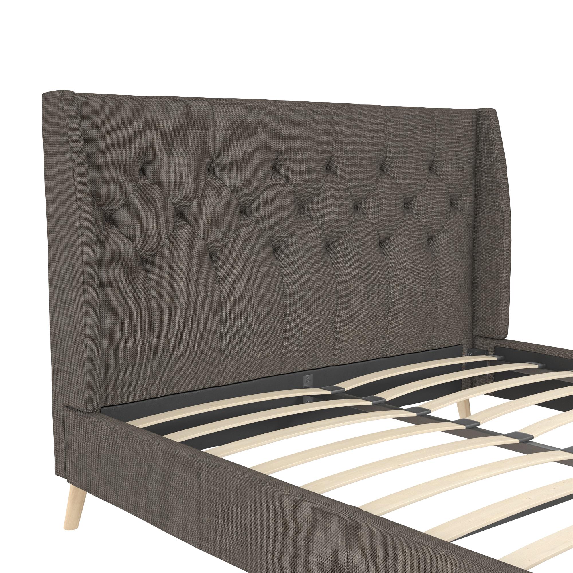 Novogratz Her Majesty Upholstered Bed - Grey Linen - Queen
