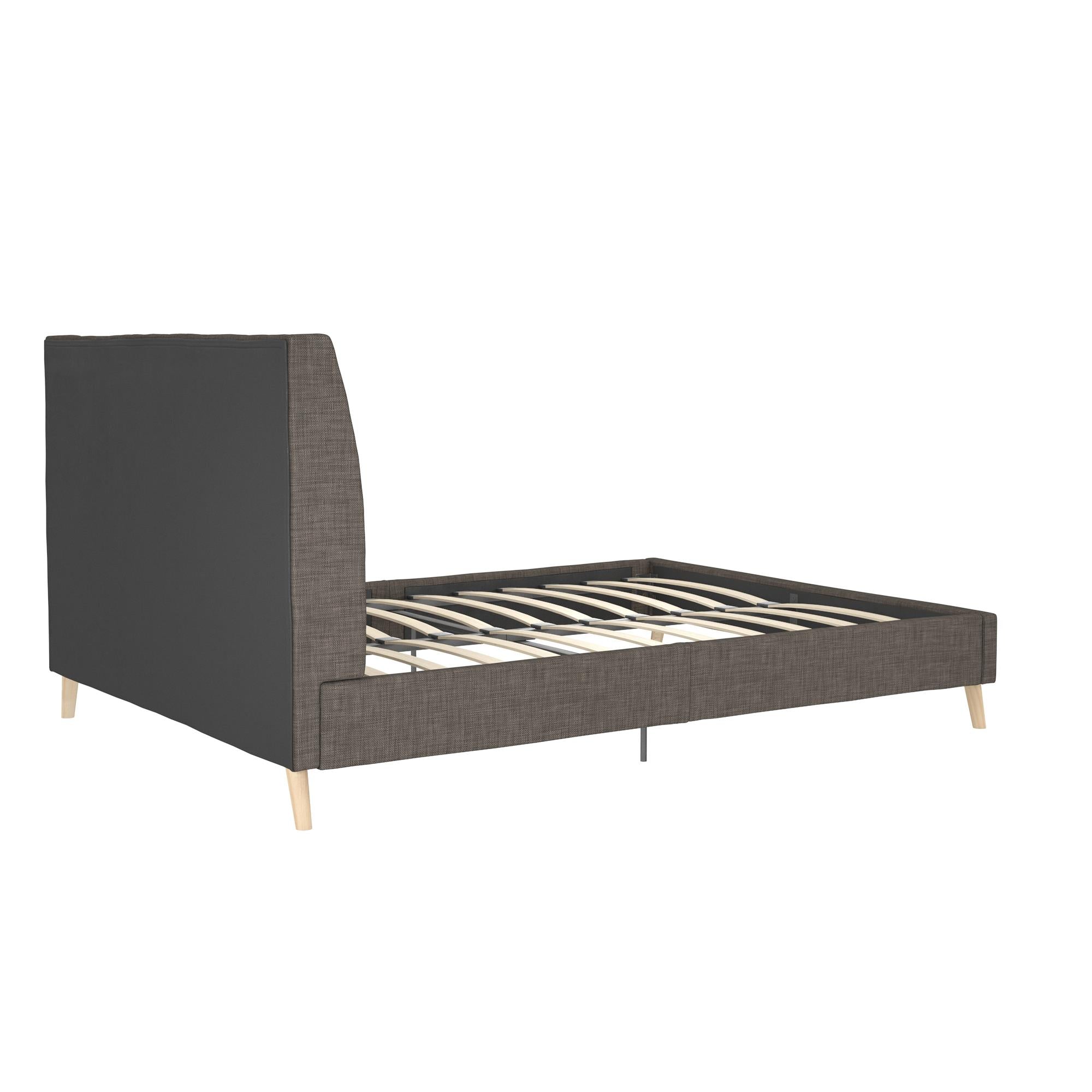 Novogratz Her Majesty Upholstered Bed - Grey Linen - Queen