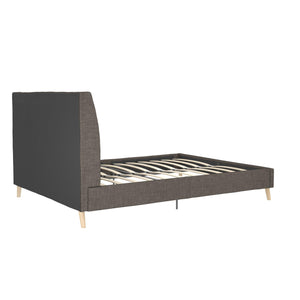 Novogratz Her Majesty Upholstered Bed - Grey Linen - Queen