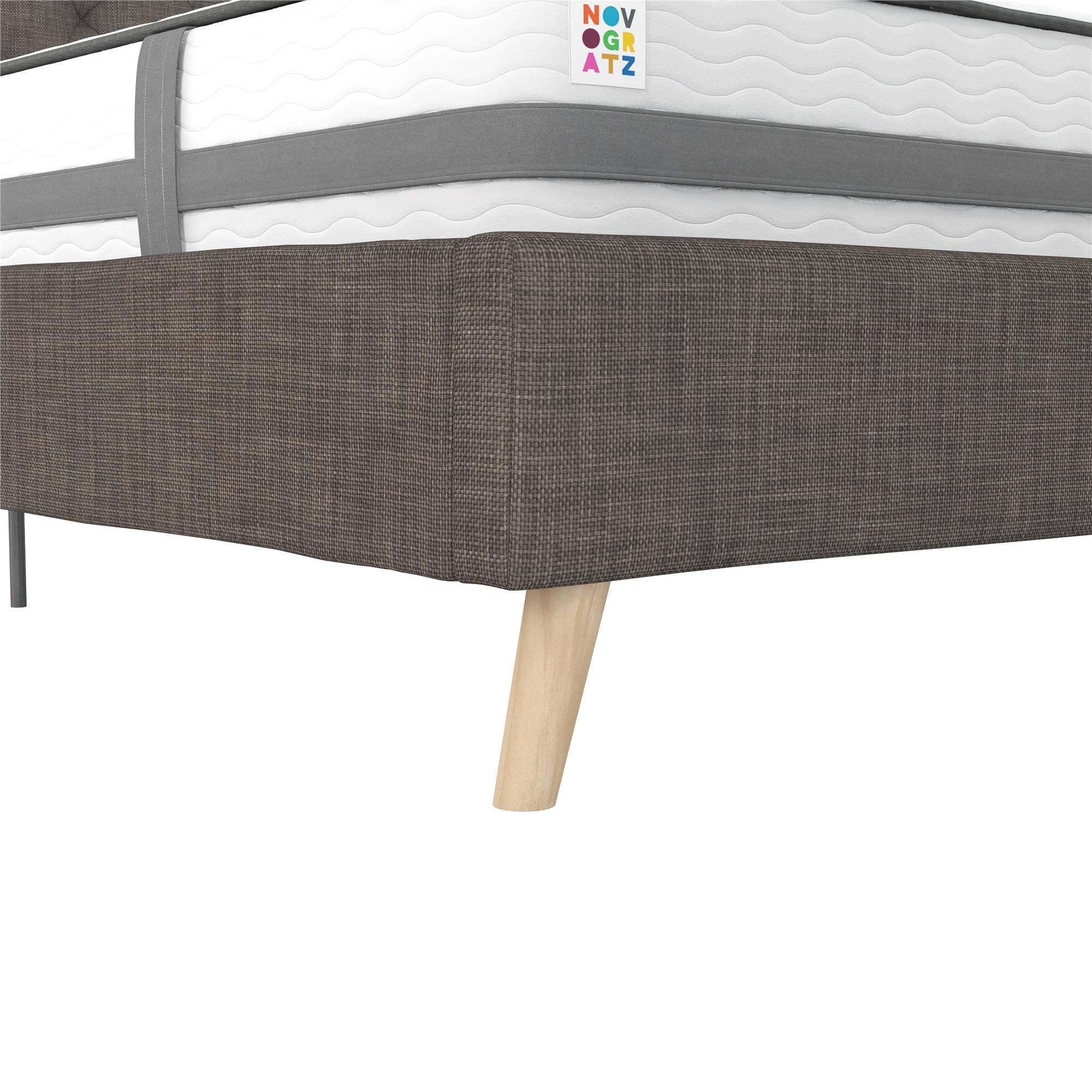 Novogratz Her Majesty Upholstered Bed - Grey Linen - Queen