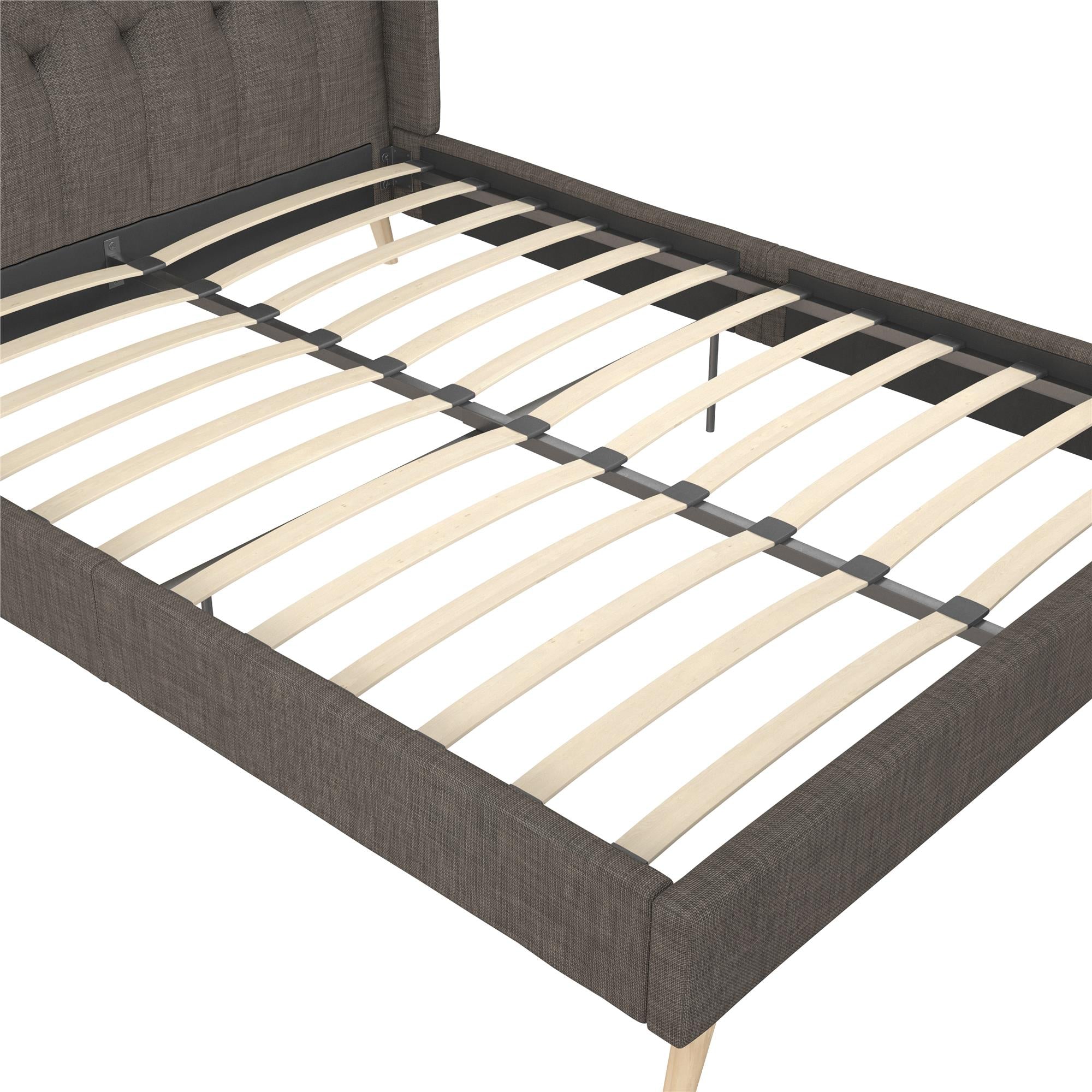 Novogratz Her Majesty Upholstered Bed - Grey Linen - Queen